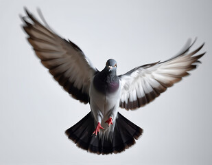 Flying Pigeon on Clean Background