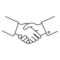Simple black outline handshake illustrating agreement partnership deal business concept symbol