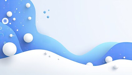 Abstract winter scene with blue waves and white orbs