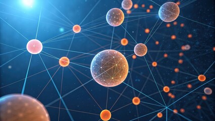 Abstract network of glowing spheres and connections