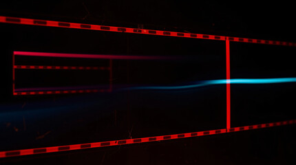 Red geometric shapes with glowing lines on a dark background, creating a modern design.
