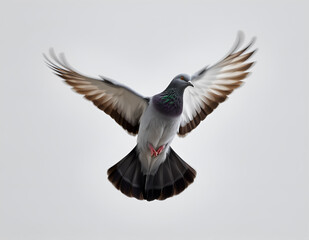 Flying Pigeon on Clean Background