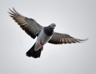 Flying Pigeon on Clean Background