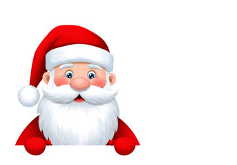 Cheerful Santa Claus Illustration In Red Hat On Transparent Background