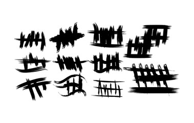 Fototapeta premium Rough brush painted tally mark textures in abstract grunge style. Perfect for overlays, art projects, backgrounds.