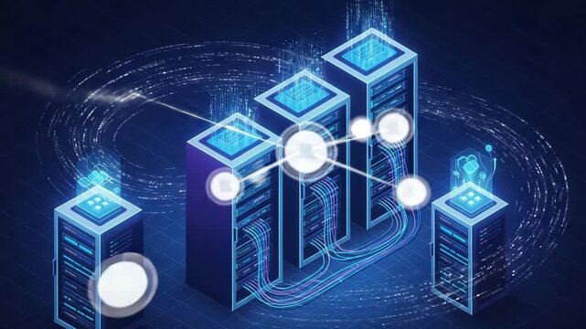 Data center server network cloud computing technology big data information storage system isometric design