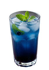 Blue Cocktail Refreshment With Mint And Blueberry On Transparent Background