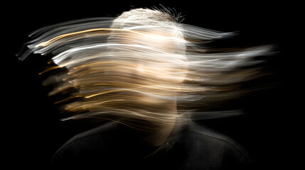 Abstract Portrait with Dynamic Light Streaks and Motion Blur