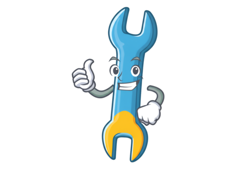 Cartoon Wrench Character Showing Thumbs Up Isolated Illustration