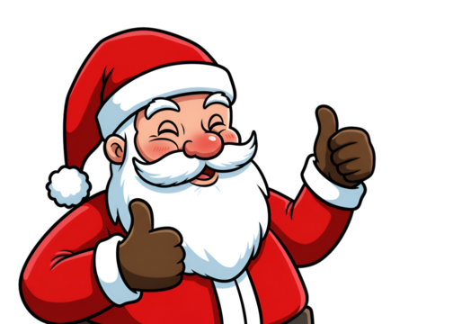 Cartoon Illustration Of Santa Claus Giving A Thumbs Up On A Black Background - Powered by Adobe