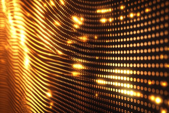 Abstract gold wave pattern with glowing dots - Powered by Adobe