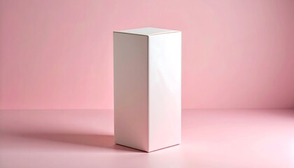 Minimalist White Box on Pink Backdrop with Soft Lighting and Shadows