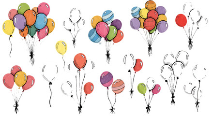 Colorful Balloons Illustration Floating In Air Party Celebration Fun
