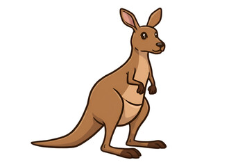Cartoon Illustration Of A Cute Kangaroo Isolated On Transparent Background