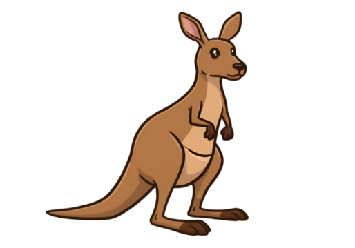 Cartoon Illustration Of A Cute Kangaroo Isolated On Transparent Background