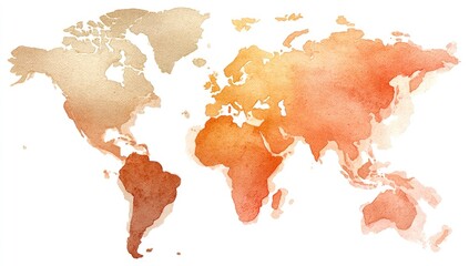 Watercolor world map, muted earth tones (1)