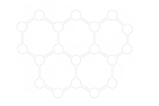 White molecular structure forming hexagonal lattice over transparent background, ideal for scientific or technological projects - Powered by Adobe