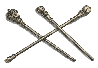 Crossed Maces Illustration Against Isolated Transparent Background in Grunge Style