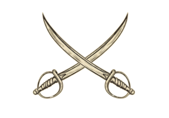 Crossed Swords Pirate Weapon Illustration Over Black Background