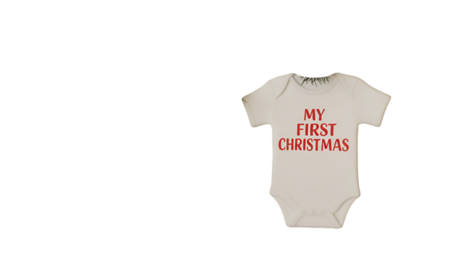 Christmas Baby Onesie First Holiday Gift Illustration With Text Red And White Colors - Powered by Adobe