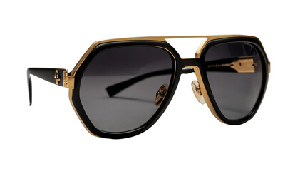 Element Isolated Transparent Stylish sunglasses with gold frame design. PNG DIE-CUT for advertising