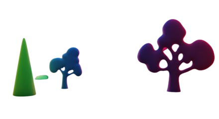 Colorful Gradient Trees Silhouette Illustration On Isolated Black Background