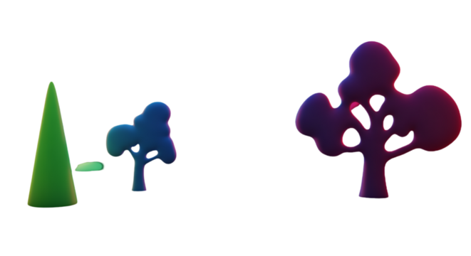 Colorful Gradient Trees Silhouette Illustration On Isolated Black Background