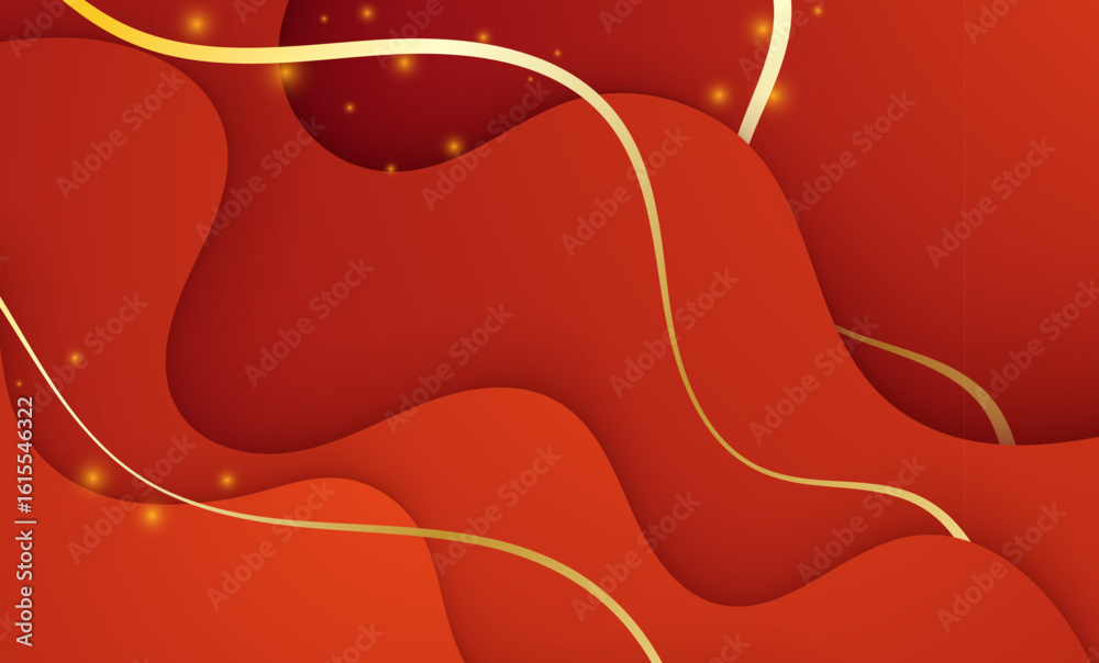 Poster red abstract wave background with flowing lines and modern vector design