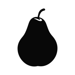 Simple black silhouette of a pear fruit