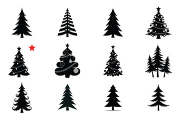 Obraz premium Set of Black Christmas Trees