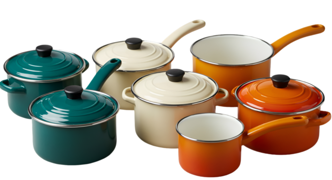 Colorful Cookware Set Illustration On Transparent Background For Food Preparation