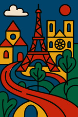 Vibrant Paris Cityscape Travel Poster