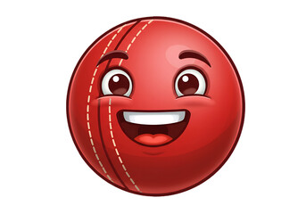 Fototapeta premium Cartoon Cricket Ball Emoji Smiling And Happy Illustration With Isolated Background