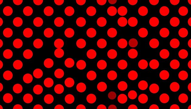 Abstract pattern of scattered red circles on a black background