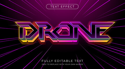 3D futuristic text effect. Extruded font style editable text in vibrant colors