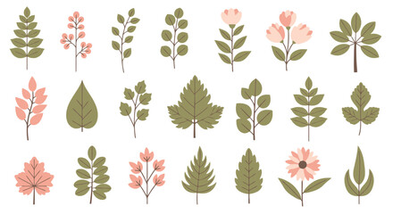 Naklejka premium Flat Botanical & Floral Collection
