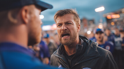 Soccer Fans Arguing Passionately After Controversial Call