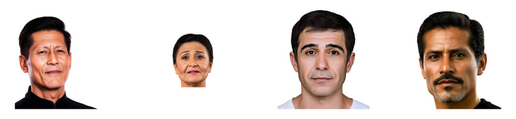 Obraz premium Group of diverse individuals with varying expressions and backgrounds