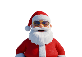 Cartoon Santa Claus Smiling in Red Suit and Sunglasses on Isolated Background