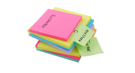Colorful Sticky Notes Stack Illustration On Transparent Black Background