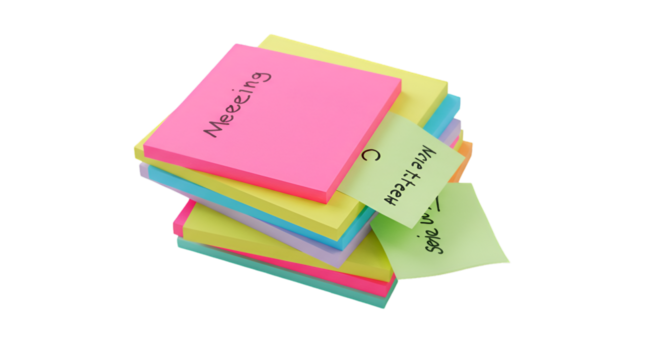 Colorful Sticky Notes Stack Illustration On Transparent Black Background