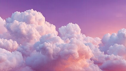 Fluffy clouds against a vibrant sunset sky