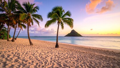 Obraz premium Hawaii beach golden sunrise landscape