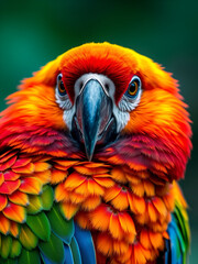 Obraz premium Vivid Close-up Portrait of Exotic Parrot with Captivating Colorful Plumage. Generated AI
