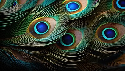 Obraz premium Peacock Feather Wallpaper - Detailed Bird Feather Background for Krishna Janmashtami