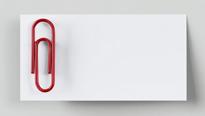 Red paperclip on a white rectangular sheet of paper