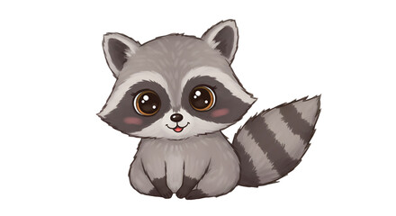 Obraz premium Cute Cartoon Raccoon Illustration Isolated On Transparent Background