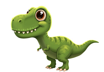Fototapeta premium Cute Green Cartoon Dinosaur Illustration With Transparent Background