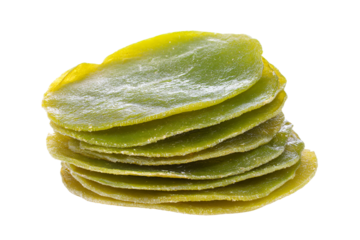 a stack of green pancakes with a yellow top