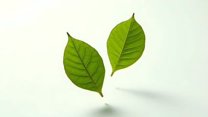 Vibrant Green Leaves - Natural Botanical Elements on White Background